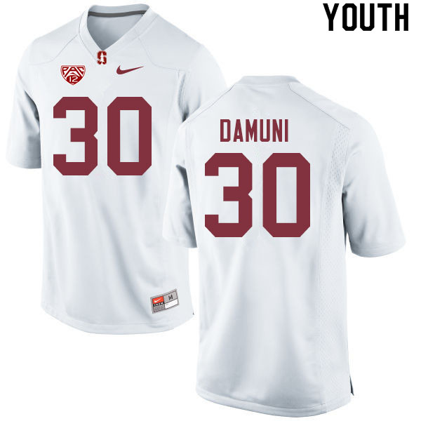Youth #30 Levani Damuni Stanford Cardinal College Football Jerseys Sale-White - Click Image to Close